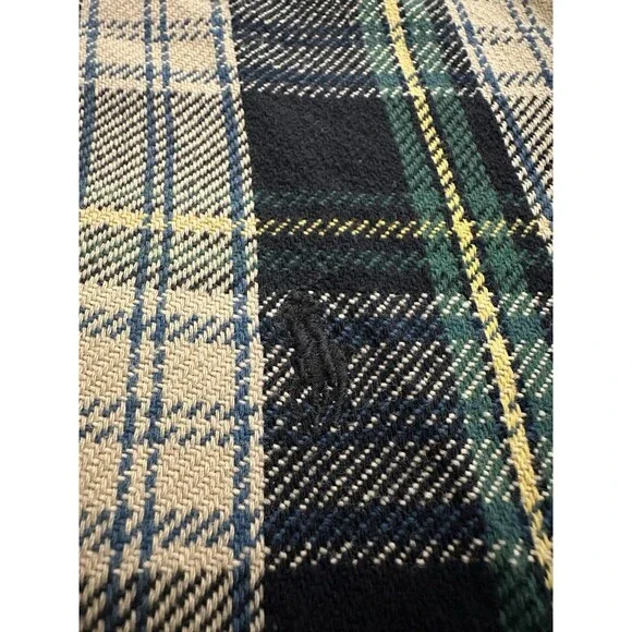 POLO RALPH LAUREN Custom Fit Shirt Navy Tan Plaid Thick Flannel Men’s Medium - Picture 3 of 5